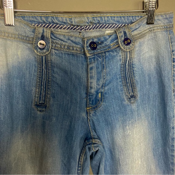 Beverly Hill Polo Club faded wide leg flare jeans size 10 Y2K blue - Picture 5 of 9